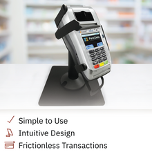 Load image into Gallery viewer, First Data FD130 / FD150 Freestanding Swivel and Tilt Stand with Square Plate and Key Locking Mechanism
