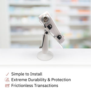 First Data FD35 / FD40 Swivel and Tilt Stand with Device to Stand Security Tether Lock, Two Keys 8" (White)