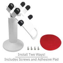 Load image into Gallery viewer, Clover Flex Swivel and Tilt Stand with Device to Stand Security Tether Lock, Two Keys 8&quot; (White)
