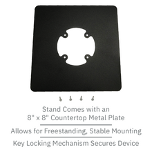 Load image into Gallery viewer, First Data FD130 / FD150 Freestanding Swivel and Tilt Stand with Square Plate and Key Locking Mechanism
