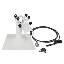 Load image into Gallery viewer, Clover Flex Freestanding Swivel and Tilt Stand with Square Plate, Tether Lock and Security Cable (White)
