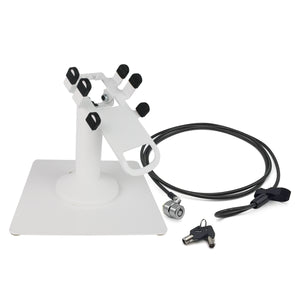 Clover Flex Freestanding Swivel and Tilt Stand with Square Plate, Tether Lock and Security Cable (White)