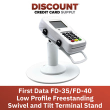 Load image into Gallery viewer, First Data FD35 &amp; Clover FD40 Freestanding Low Swivel and Tilt Stand with Round Plate (White)
