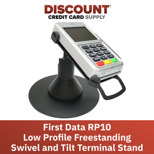 First Data RP10 Low Freestanding Swivel Stand with Round Plate