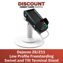 Load image into Gallery viewer, Dejavoo Z8 &amp; Dejavoo Z11 Freestanding Low Swivel and Tilt Swivel Stand with Round Plate (White)
