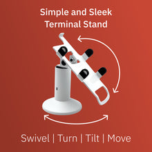 Load image into Gallery viewer, First Data FD35 / First Data FD40 Freestanding Low Swivel and Tilt Stand with Square Plate (White)
