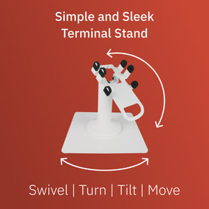 Clover Flex Freestanding Swivel and Tilt Stand with Square Plate, Tether Lock and Security Cable (White)