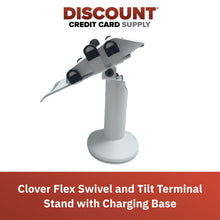 Load image into Gallery viewer, Clover Flex Screw Mounted Swivel and Tilt Stand with Charging Base (White)
